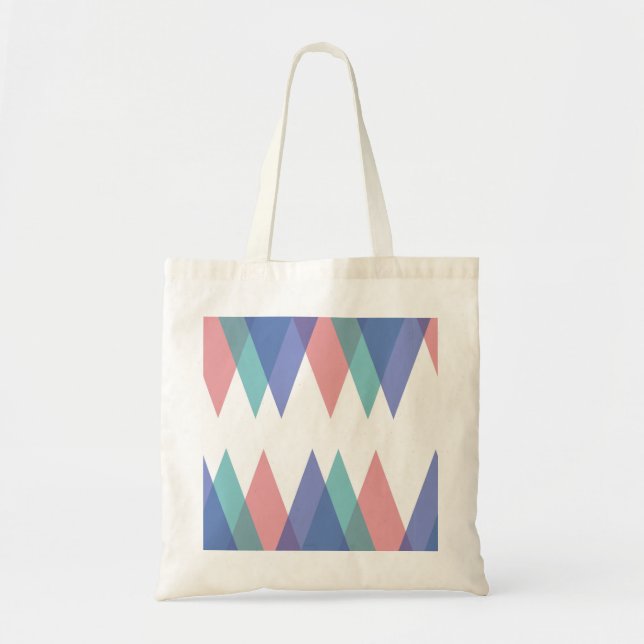 Blue and coral triangles tote bag (Front)