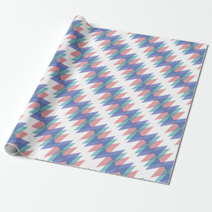 Blue and coral triangles wrapping paper