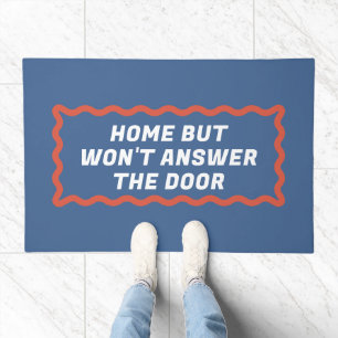Blue and Coral Wavy Frame Out Golfing Doormat