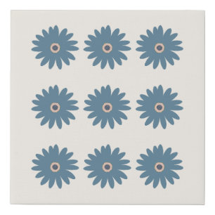 Blue And Cream Daisy Faux Canvas Print
