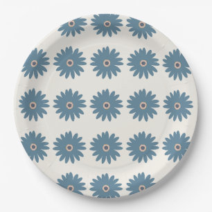 Blue And Cream Daisy Paper Plates