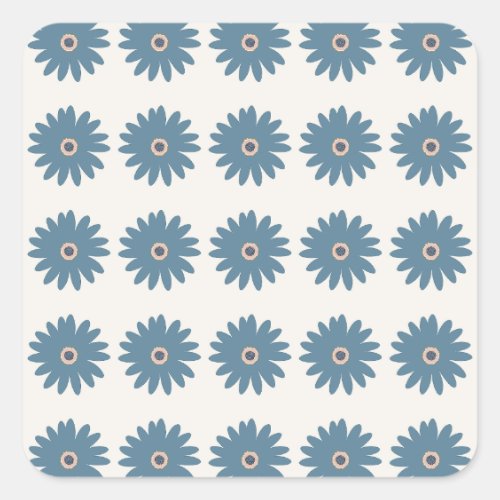 Blue And Cream Daisy Square Sticker