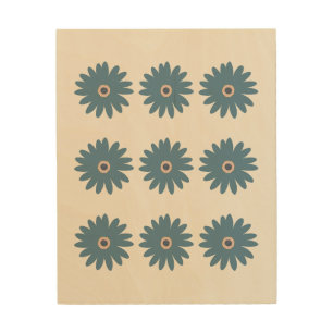 Blue And Cream Daisy Wood Wall Art