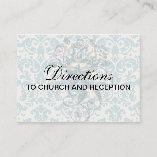 Customizable blue and cream damask flourish pattern business card template
