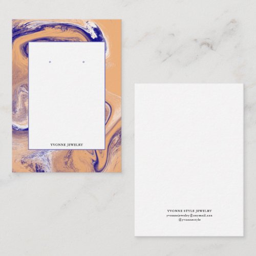 Blue and Cream Earring Display Holder Business Card
