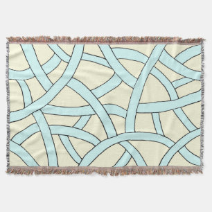 Blue and Cream Hand Drawn Fantasy Pattern Throw Blanket