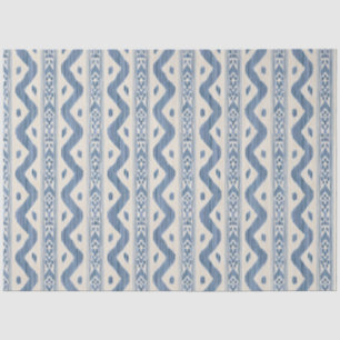 Blue and Cream Ikat Tissue Paper, Classic Block Pr Paper