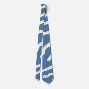 Blue and cream Modern Abstract Wavy Lines Pattern  Neck Tie