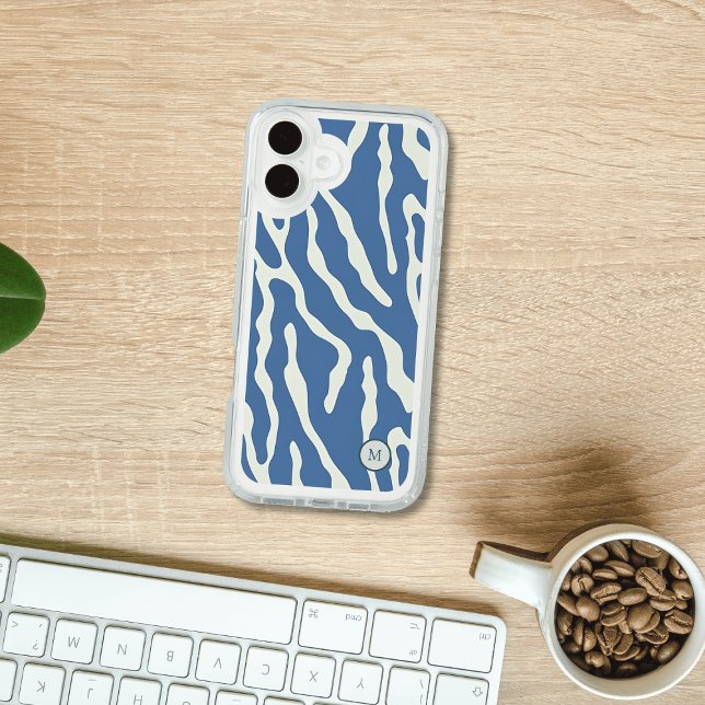 Blue and cream Modern Abstract Wavy Lines Pattern  Speck iPhone Case (Creator Uploaded)