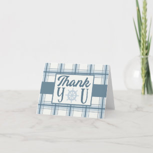Blue and Cream Nautical Themed Letterpress Thank You Card