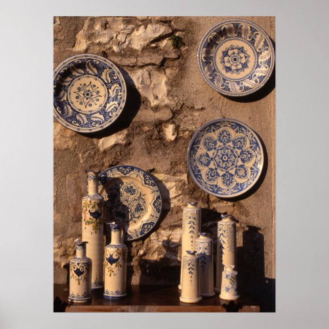 Blue and Cream Pottery Umbria Poster (Front)