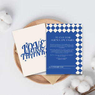 Blue and Cream Retro Bold Love & Thanks Wedding  Thank You Card