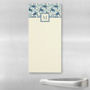 Blue and Cream Sea Turtle Monogram Magnetic Notepad