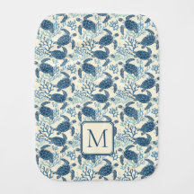 Blue and Cream Sea Turtles Monogram