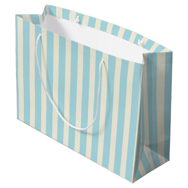 Blue and Cream Striped Gift Bag (Back Angled)