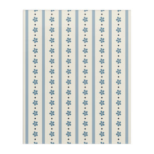 Blue And Cream Stripes And Flowers Acrylic Print