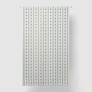 Blue And Cream Stripes And Flowers Blackout Curtains