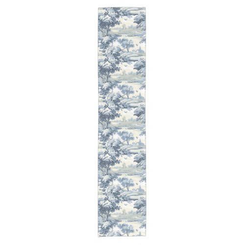 Blue and Cream Toile Short Table Runner