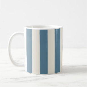 Blue And Cream Vertical Stripes Coffee Mug