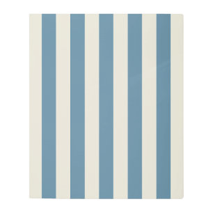 Blue And Cream Vertical Stripes Metal Print
