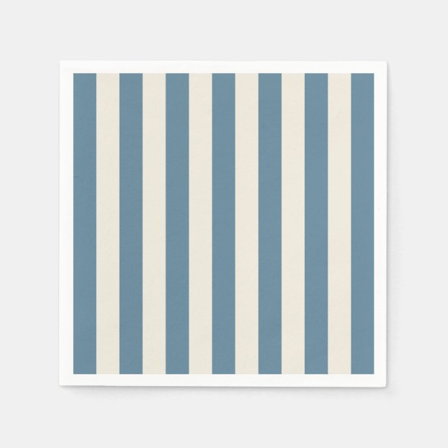 Blue And Cream Vertical Stripes Napkins (Front)