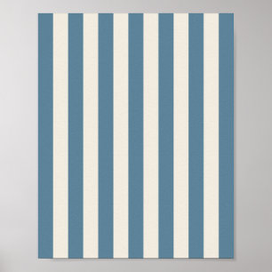 Blue And Cream Vertical Stripes Poster