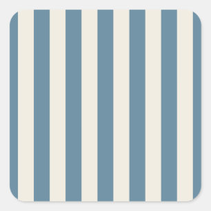 Blue And Cream Vertical Stripes Square Sticker