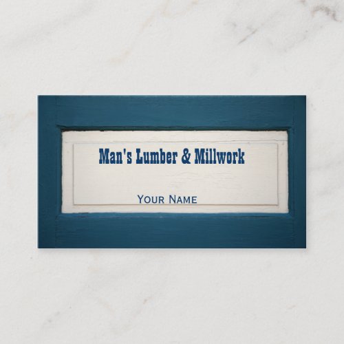 Blue and Cream Wood Panel Business Card
