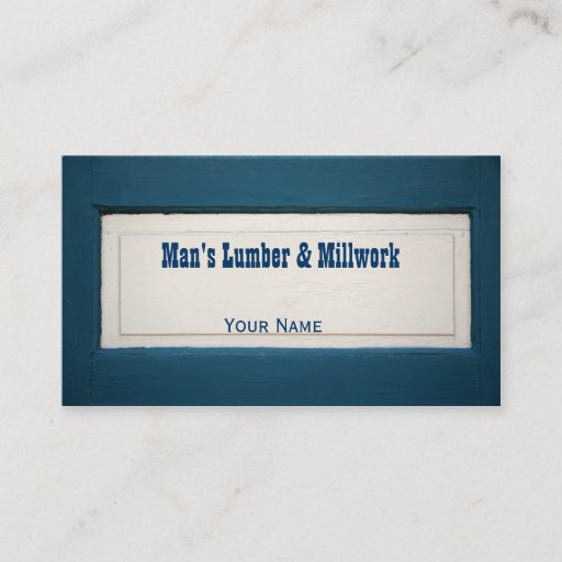 Customizable Blue and Cream Wood Panel Business Card