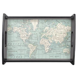 Blue and Cream World Map Tray