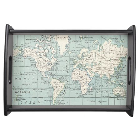 Blue And Cream World Map Tray