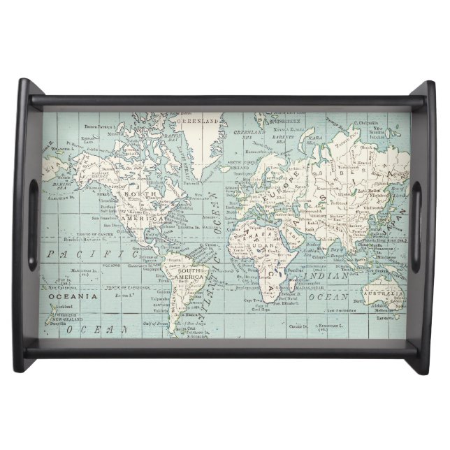 Blue and Cream World Map Tray (Front)
