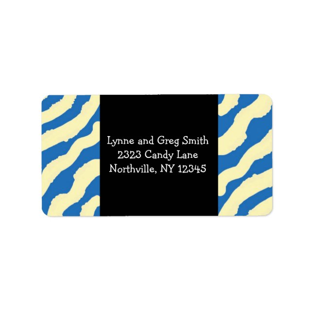 Blue and Cream Zebra Print Labels (Front)