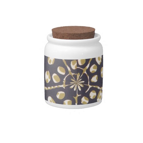 Blue and Creamy Crop Circle Polka Dot Oval Pattern Candy Jar