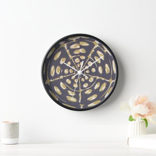 Blue and Creamy Crop Circle Polka Dot Oval Pattern Clock