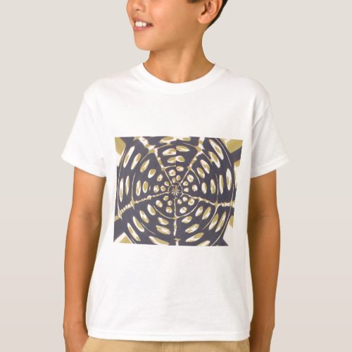 Blue and Creamy Crop Circle Polka Dot Oval Pattern T_Shirt