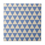 Blue And Creamy White Triangle Pattern Tile at Zazzle