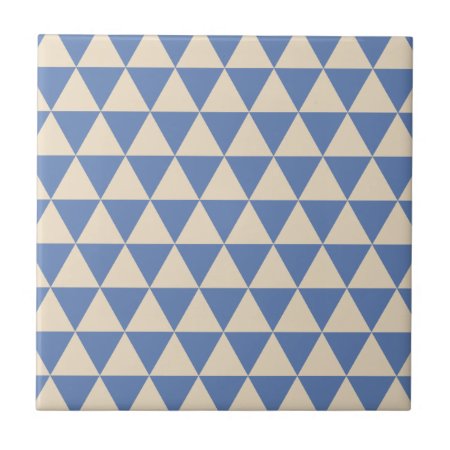 Blue And Creamy White Triangle Pattern Tile
