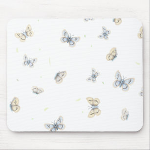 Blue and Crème Butterflies Charming Garden Fauna Mouse Pad