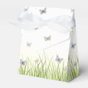 Blue and Crème Butterflies Charming Garden Scene Favor Boxes