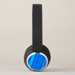 [ Thumbnail: Blue and Cyan Lines Pattern Headphones ]