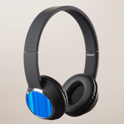 Blue and Cyan Lines Pattern Headphones (3/4)