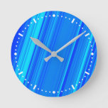 [ Thumbnail: Blue and Cyan Lines Pattern Wall Clock ]