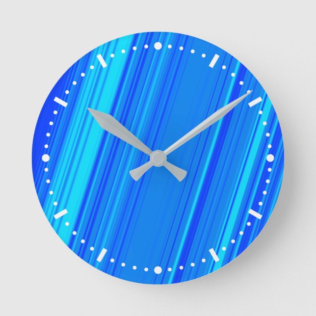 Blue and Cyan Lines Pattern Wall Clock (Front)