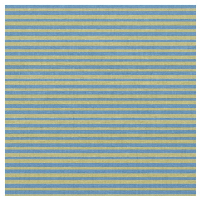 Blue and Dark Khaki Stripes Pattern Fabric (Close Up)