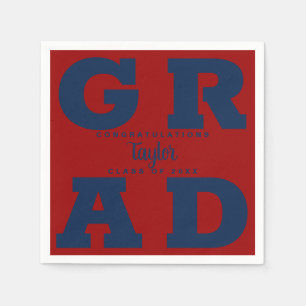Blue and Dark Red Graduation Napkins