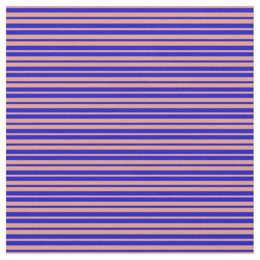 Blue and Dark Salmon Colored Pattern of Stripes Fabric