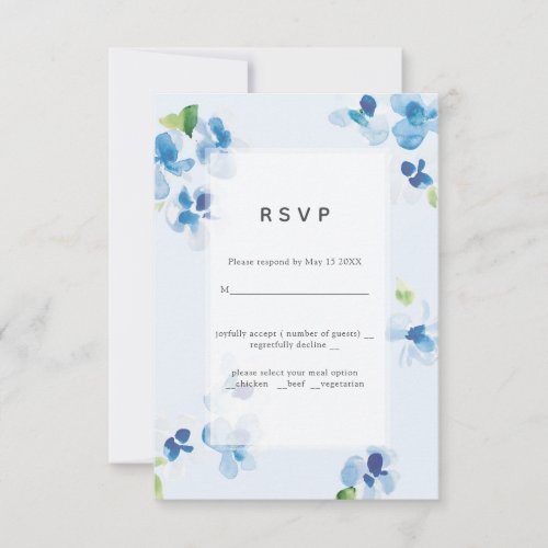 Blue and Delicate Blooms Wedding RSVP