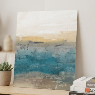 Blue and Earth Tone Textured Abstract Art Poster