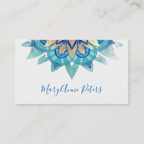 blue and faux gold decor business card